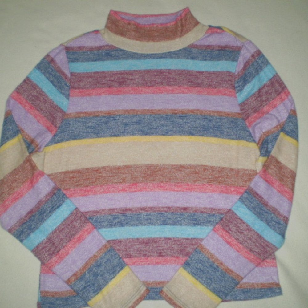 SIZE: XXL-SOFT MULTI-STRIPE MOCK TURTLE TOP-NWOT